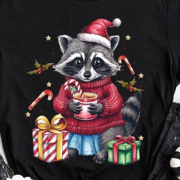 Christmas Racoon Shirt, Holiday Christmas Shirt, Christmas Racoon Tee - Picture 3 of 3